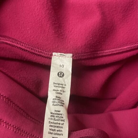 Lululemon Base Pace High-Rise Fleece Tight Leggings 28" Wild Berry Hot Pink 10 - Picture 7 of 8